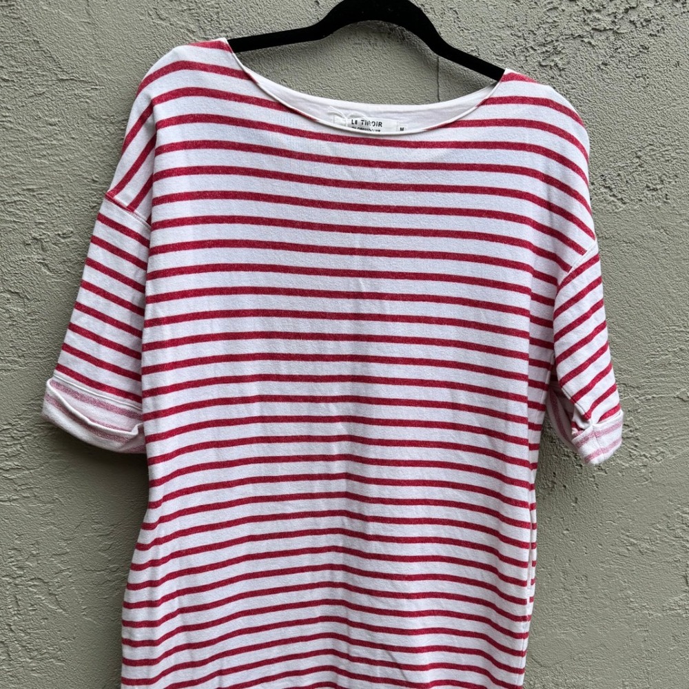 Le Tiroir de DRESSTERIOR Red White Striped T-Shirt Dress MEDIUM Nautical - Picture 4 of 7